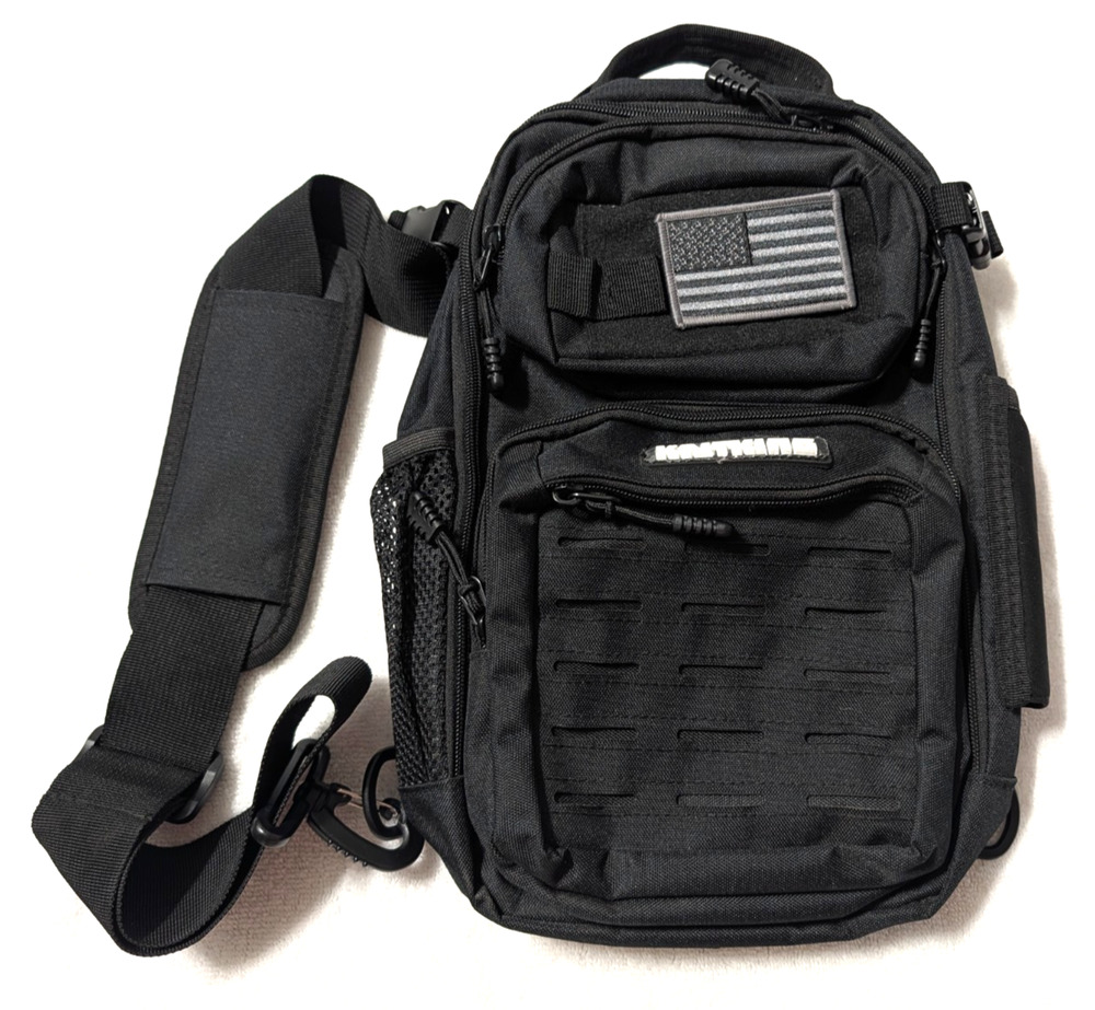 KastKing Fishing Tackle Backpack Black Tactical MOLLE Storage Bag w/ Patch